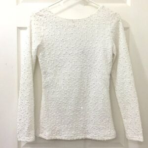 Jennifer Lopez White Long Sleeve Top S Sparkle